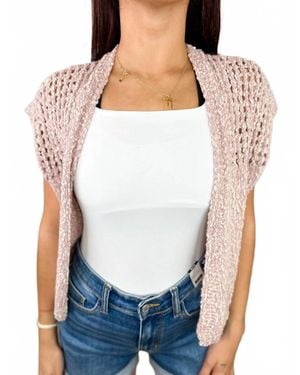 Mystree Always Lush Cotton Blend Short Sleeve Cardigan - White