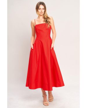 TRUEDAMES Summer City Woven Midi Dress - Red