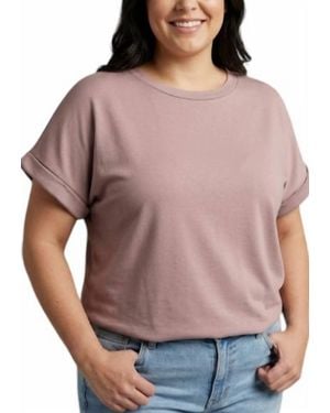 Staccato Roll Up Short Sleeve Top - Purple