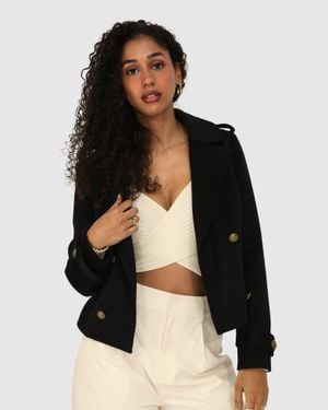 Belle & Bloom Better Off Military Peacoat - Black