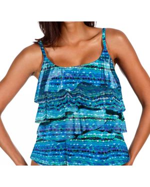 Miraclesuit Night Lights Tiering Up Tankini Top - Blue