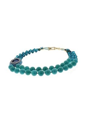 Nour London Crystal Beaded Necklace - Blue