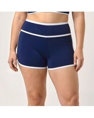 Calypsa Plus High Waisted Swim Shorts Two-Toned Collection - Blue