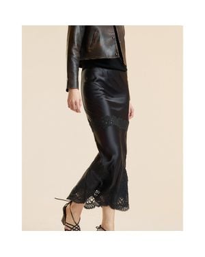 Cynthia Rowley Satin Lace Skirt - Black