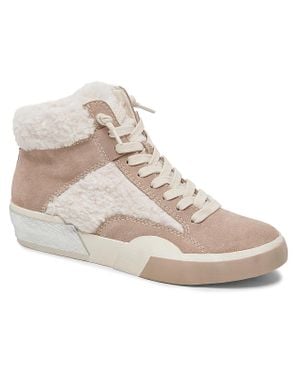 Dolce Vita Zilvia Plush Suede High Top Casual And Fashion Sneakers - Natural