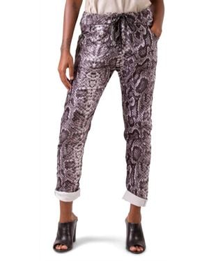 Gigi Moda Snake Print Tie-Waist Pant - Black