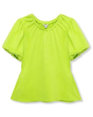 Habitual Puff Sleeve Cutout Top - Yellow