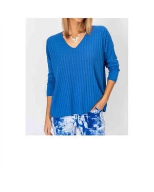 Look Mode Usa Oversized Ribbed Top - Blue