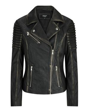 TruClothing Slim Fitted Soft Leather Biker Jacket - Black