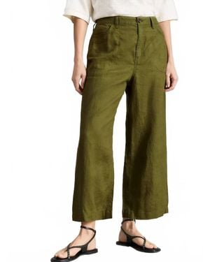 White Stuff Tia Linen Wide Leg Crop Pants - Green