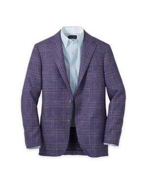 Paul Fredrick Knit Soft Touch Single Breasted Notch Lapel Sport Coat - Blue