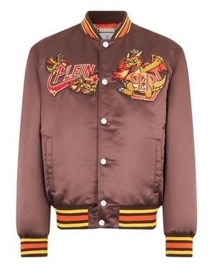 Philipp Plein Satin Bomber Plein Dragon Stones - Pink