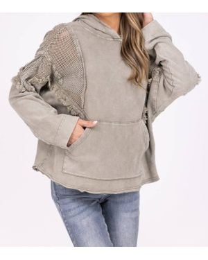 Easel Only Me Boho Long Sleeve Hooded Top - Natural