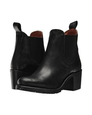 Frye Sabrina Boot Leather Ankle Block Heel Chelsea Zpo2583 - Black