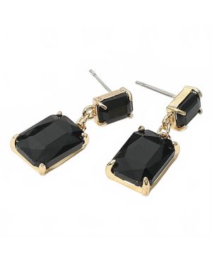 Sensibling Corp Charlotte Rectangular Glass Stone Cluster Earrings - Black