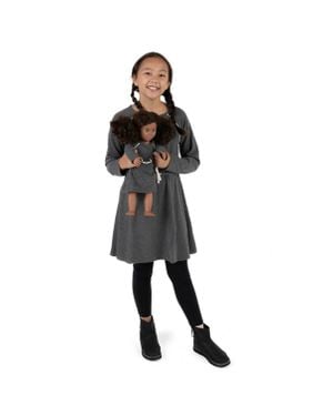 Leveret Bow Tie Dress with Doll Outfit - Black
