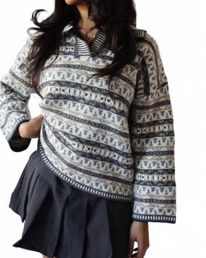 Bailey Rose Vintage Stripe Pattern Sweater - Black