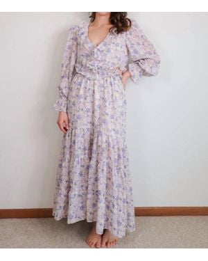 Bishop + Young Paloma Cut-Out Dress Botanical Print - Purple