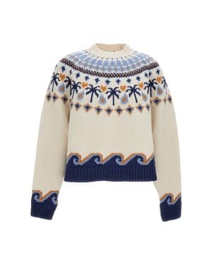 Alanui Nordic-Inspired Jacquard Knit Sweater With Ribbed Finish - Blue