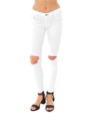 Rag & Bone Bright Capri Jeans With Holes - White