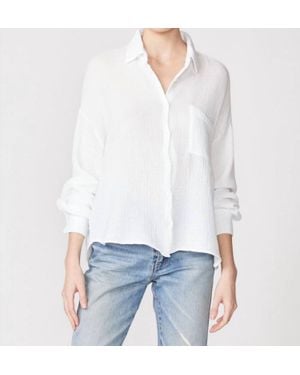 Eesome Gauze Long Sleeve Oversized Shirting Top - White