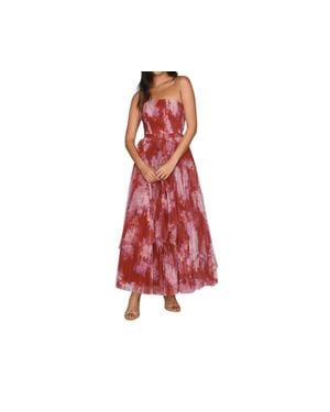 Hutch Noah Strapless Pleated Maxi Dress - Red