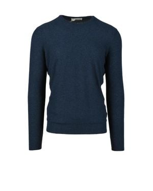 FILIPPO DE LAURENTIIS Crewneck Sponge Knit Sweater - Blue