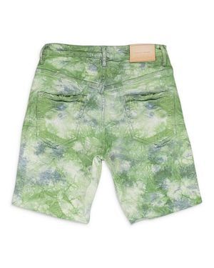 Purple Brand Bleached Tie Dye Jacquard Monogram Shorts - Green