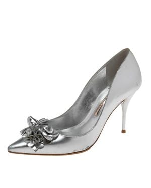 Sophia Webster Leather Flower Lilico Pumps - Gray