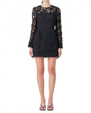 2.7 August Apparel Eyelet Structured Mini Dress - Black