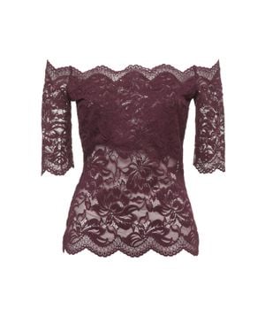 Rabanne Wide Neck Lace Top - Purple
