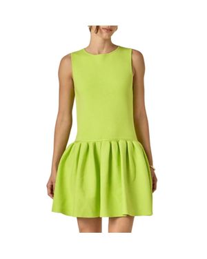 English Factory Peplum Sleeveless Knit Dress - Green