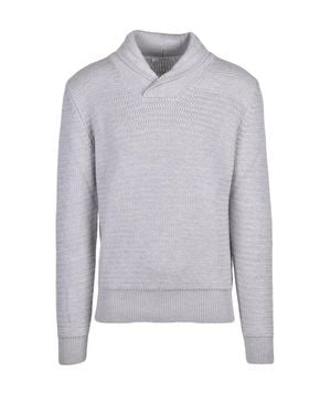 Kangra Shawl Collar Light Merino Wool Sweater - Gray
