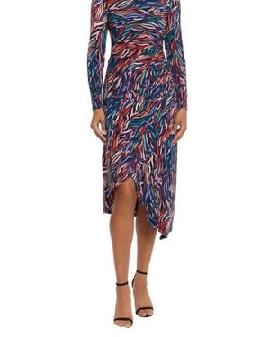 Maggy London Asymmetric Neckline Midi Dress - Blue