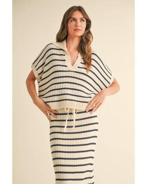 Miou Muse Collared Short Sleeve Top - Natural