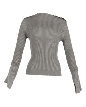Roland Mouret Ribbed-Knit Long Sleeve Top - Gray