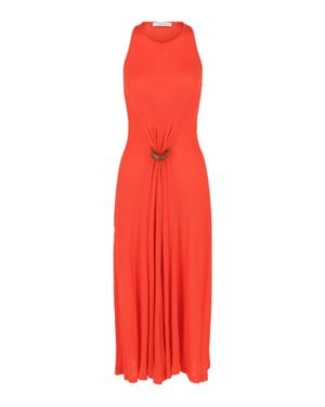 Ferragamo Sleeveless Ribbed Maxi Dress - Red