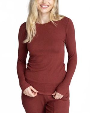 Grace and Lace Essential Ribbed Long Sleeve Tee - Red