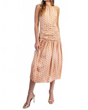 Edit by Nine Halter Neck Polka Dot Midi Dress - Multicolor