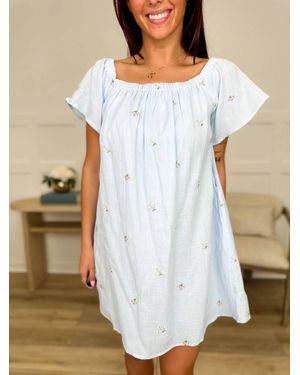 In February Floral Embroidered Cotton Mini Dress - White