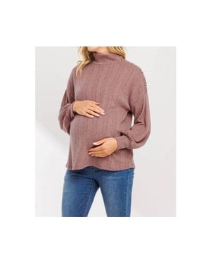 Hello Miss Turtle Neck Long Sleeve Maternity Knit Sweater - Blue