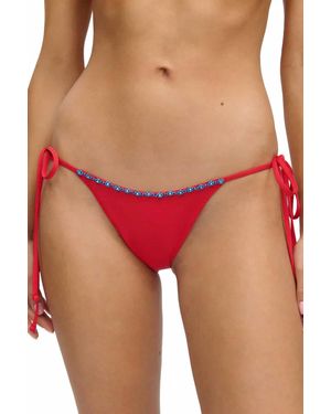 Frankie's Bikinis Mackenzie Beaded Cheeky Bikini Bottom - Red