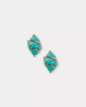 Lilly Pulitzer Kenneth Jay Lane Shell Clip Earrings - Blue