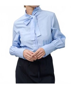 Beatrice B. Tie Collar Button Down Shirt - Blue