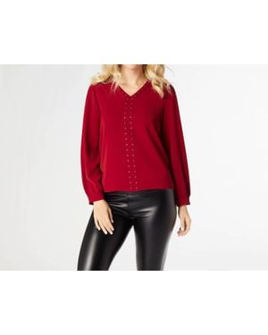 Coco + Carmen Chloe V-Neck Blouse With Studs - Red