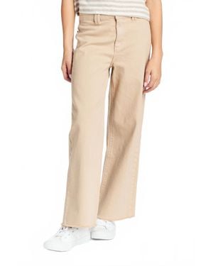 Tractr Wide Leg Ankle Cropped Jeans - Natural