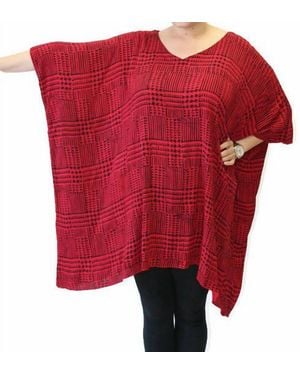 modee Hand Painted Katie Poncho Tunic - Red