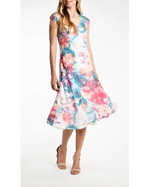 Komarov Vivid Petals Flute Dress - Red