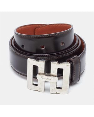 Ferragamo Dark Leather Waist Belt - Metallic