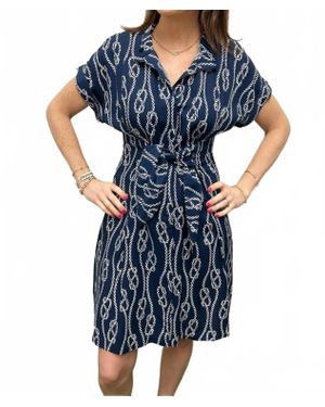 La Mer Luxe Short Sleeve Amber Dress - Blue